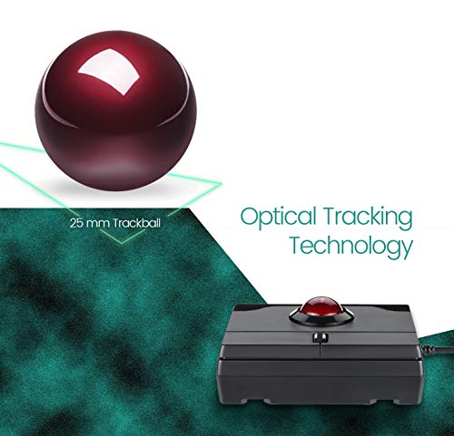 Perixx PERIPRO-506 - Ratón con USB Trackball (ratón – 100 x 80 x 42 mm – 25 mm – Trackball Brillante – reposa Palmas de Gel extraíble – Rueda de Desplazamiento