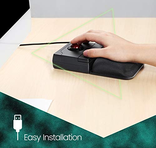 Perixx PERIPRO-506 - Ratón con USB Trackball (ratón – 100 x 80 x 42 mm – 25 mm – Trackball Brillante – reposa Palmas de Gel extraíble – Rueda de Desplazamiento