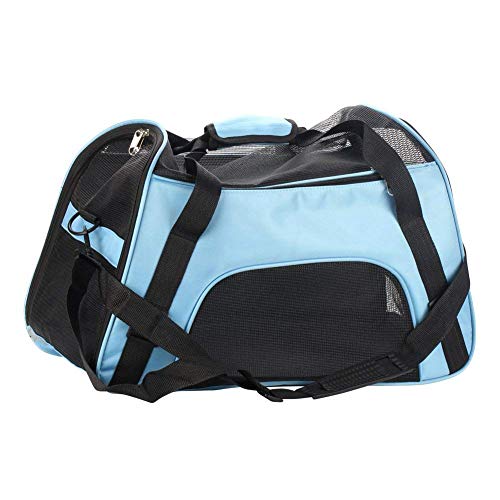 Perro Bolsa Viaje Gatos Transportin: Macallen Bolso de Coche Transporte de Malla de Tela para Mascotas de Grande - Llevar de Gato Perros Jaula de Carga Plegable con Correa para Conejos Cachorros Azul
