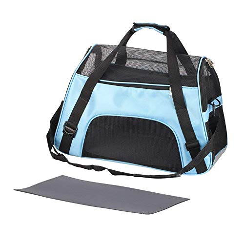 Perro Bolsa Viaje Gatos Transportin: Macallen Bolso de Coche Transporte de Malla de Tela para Mascotas de Grande - Llevar de Gato Perros Jaula de Carga Plegable con Correa para Conejos Cachorros Azul
