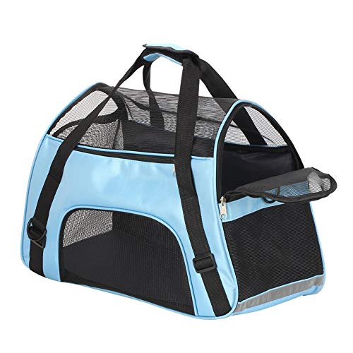 Perro Bolsa Viaje Gatos Transportin: Macallen Bolso de Coche Transporte de Malla de Tela para Mascotas de Grande - Llevar de Gato Perros Jaula de Carga Plegable con Correa para Conejos Cachorros Azul