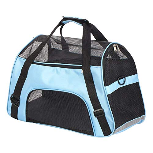 Perro Bolsa Viaje Gatos Transportin: Macallen Bolso de Coche Transporte de Malla de Tela para Mascotas de Grande - Llevar de Gato Perros Jaula de Carga Plegable con Correa para Conejos Cachorros Azul