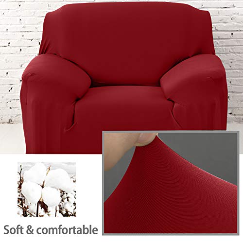 PETCUTE Fundas de sofá elasticas Protector de sofá Funda Elastica Chaise Longue Cubre Sofa Elastico Funda Sillon Vino Rojo 2 plazas