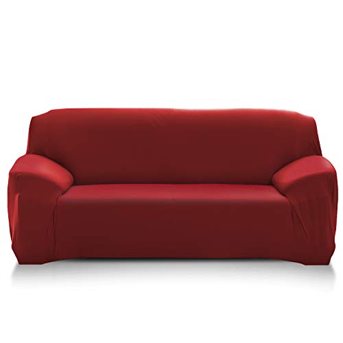 PETCUTE Fundas de sofá elasticas Protector de sofá Funda Elastica Chaise Longue Cubre Sofa Elastico Funda Sillon Vino Rojo 2 plazas