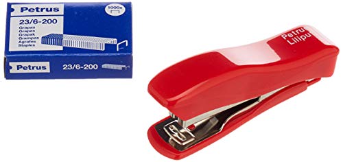 PETRUS 44767 - Grapadora modelo Liliput 200 + 1 Caja grapas 23/6-200 colores surtidos (en blister)