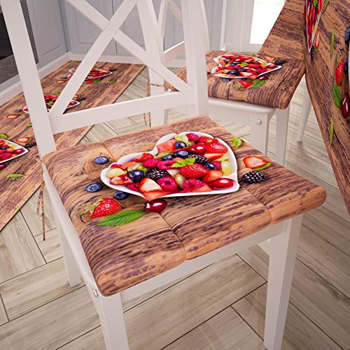 PETTI Artigiani Italiani - Cojines para Sillas, Juego de 6 Cojines para Interior o Exterior, Cojines Sillas Cocina, Medidas 40 x 40, 100% Made in Italy, Fresas