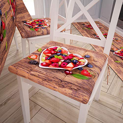 PETTI Artigiani Italiani - Cojines para Sillas, Juego de 6 Cojines para Interior o Exterior, Cojines Sillas Cocina, Medidas 40 x 40, 100% Made in Italy, Fresas