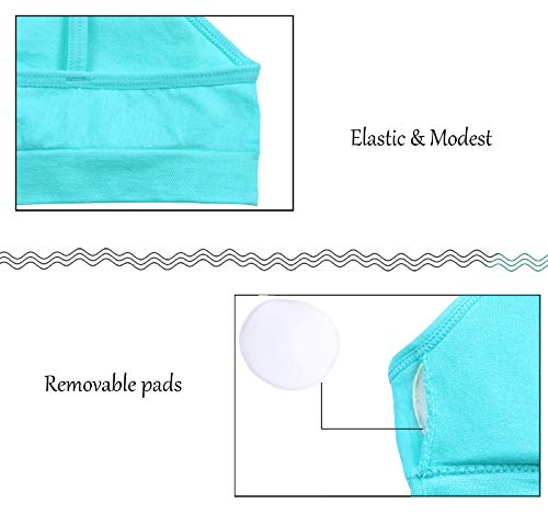 PF Pack de 6 Sujetadores de Entrenamiento sin Costuras para niñas de Regreso a la Escuela con Almohadillas extraíbles Top de Tiras halagador Multicolor Punteado Durante 8-14 años (3361, 8-10 Years)