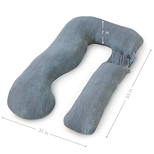 Pharmedoc Almohada de Embarazo para Mujeres, Funda de enfriamiento en Forma de U, Soporte para Espalda, Caderas, piernas, enfriamiento de Vientre Desmontable, Gris Oscuro