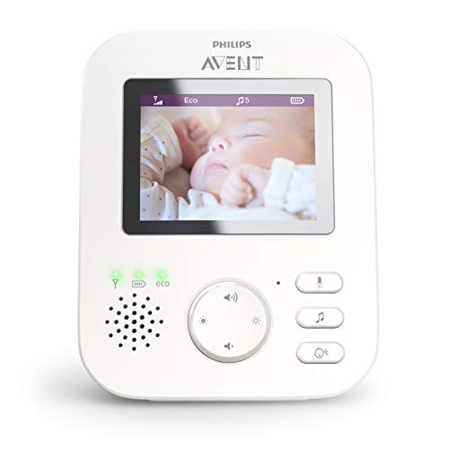 Philips Avent Vigilabebés Con Cámara Scd833/01 - Vigilabebés Con Vídeo Digital Con Privacidad Y Seguridad (a-fhss), Pantalla A Color De 2,7", Nanas Relajantes E Intercomunicador, color Blanco