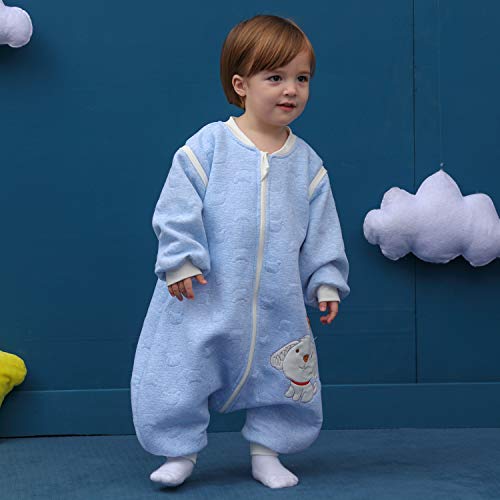 Pijama para bebé, de manga larga, para invierno, con diseño de perro, con pies, de algodón, para niños y niñas