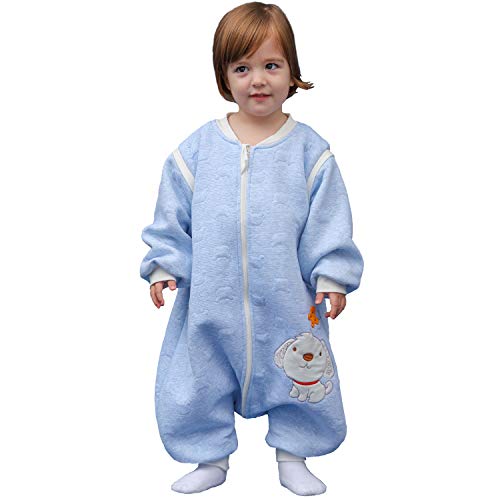 Pijama para bebé, de manga larga, para invierno, con diseño de perro, con pies, de algodón, para niños y niñas