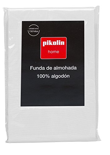 Pikolin Home - Funda de almohada 100% algodón, transpirable y de 150 hilos calidad extra en color blanco
