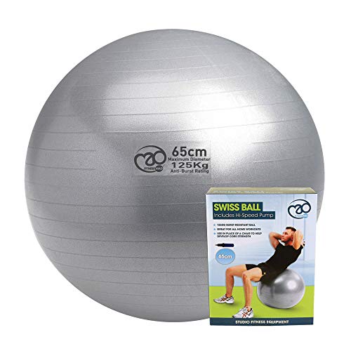 Pilates-Mad FBALL100 Yoga Ejercicio Swiss Fitness Ball, Unisex Adulto, Plata, 65cm