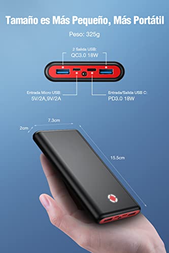 Pilot X7 Power Bank 20000mAh 18W PD y QC3.0 Batería Externa Carga Rapida con 3 Salidas y 2 Entradas Compatible para Dispositivos Inteligentes y Más