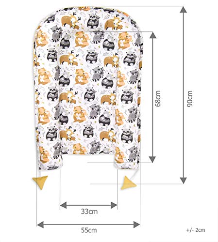PIMKO Velvet - Nido para bebé (5 piezas, incluye cuna cálida, 90 x 55 cm, con cojín de mariposa, cojín plano, colchón, manta para bebé, nido para bebé, supersuave y con forma de mariposa, color miel