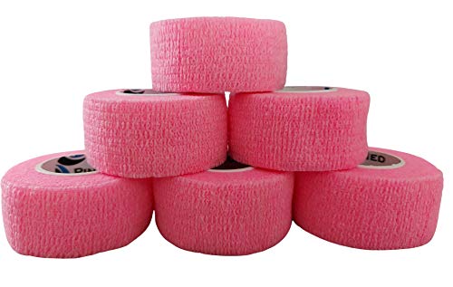 PintoMed Venda Cohesiva - Rosa - 6 Rollos x 2,5 cm x 4,5 m Autoadhesivo Flexible Vendaje, Primeros Auxilios, Lesiones
