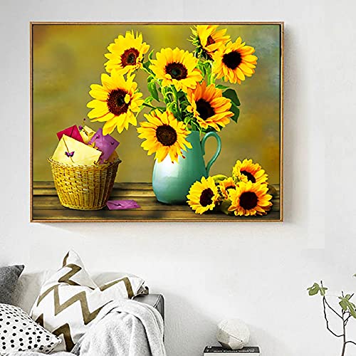 Pintura de diamante girasol completo diamante punto de cruz mosaico bordado diamantes de imitación bordado kit de artesanía pintura de diamante A1 30x40 cm