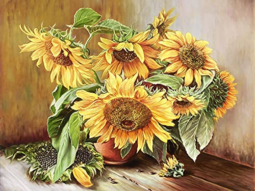 Pintura de diamante girasol completo diamante punto de cruz mosaico bordado diamantes de imitación bordado kit de artesanía pintura de diamante A1 30x40 cm