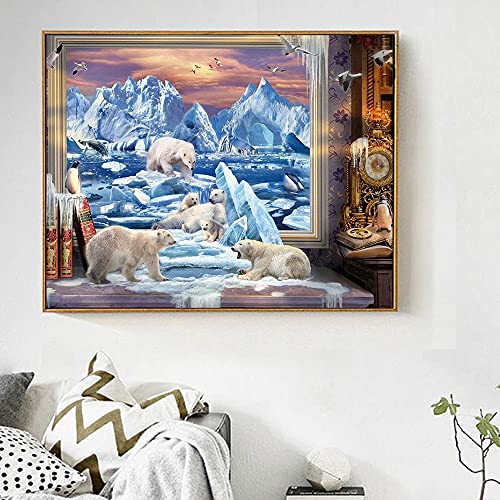 Pintura de diamante oso punto de cruz 5D conjunto completo de bordado animal rhinestone mosaico diamante pintura A1 30x40 cm