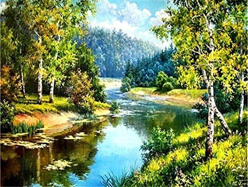 Pintura de diamante paisaje pantalla completa bordado de diamantes bosque mosaico kit de punto de cruz decoración del hogar pintura de diamante A3 45x60cm