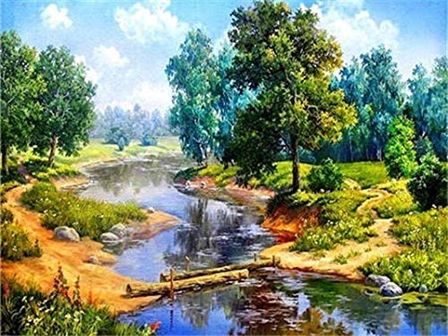 Pintura de diamante paisaje pantalla completa bordado de diamantes bosque mosaico kit de punto de cruz decoración del hogar pintura de diamante A3 45x60cm