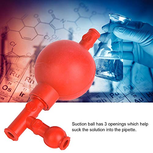 Pipeta de Bola Bombilla de Succión Cuantitativa Material de Goma Laboratorio Pipeta de Bola de Succión con 3 Aberturas, Rojo