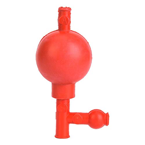 Pipeta de Bola Bombilla de Succión Cuantitativa Material de Goma Laboratorio Pipeta de Bola de Succión con 3 Aberturas, Rojo