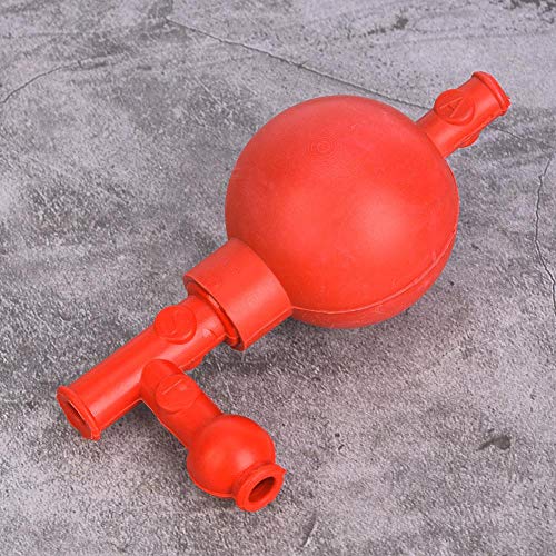 Pipeta de Bola Bombilla de Succión Cuantitativa Material de Goma Laboratorio Pipeta de Bola de Succión con 3 Aberturas, Rojo