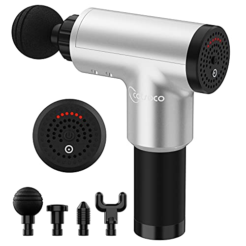 Pistola de Masaje Muscular, Masajeador de Tejido Profundo con 6 niveles ajustables, 3600 RPM, 4 cabezas de Masaje y ultra silenciosos para relajación fatiga 1