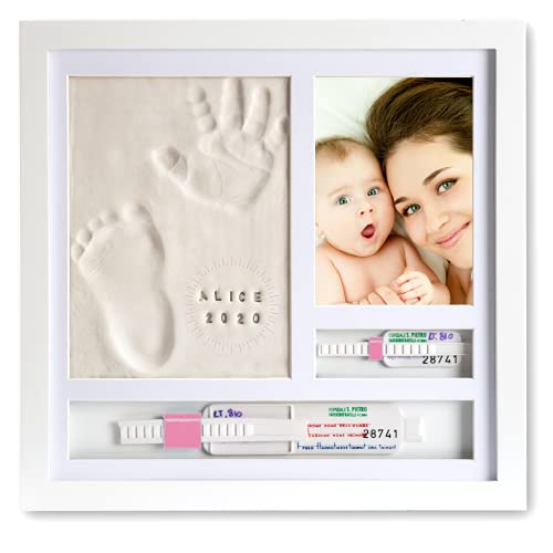 PITI COT Marco Huellas Bebé | Letras Números y Soporte para Pulseras de Nacimiento | Kit para Huella de Pie e Manos | Regalos para Bebès Recien Nacidos Bautizo Niño y Niña | Decoracion Habitacion