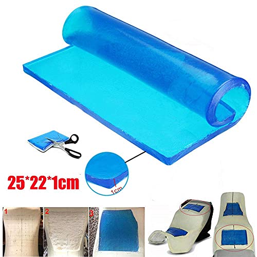 PJhao - Almohadilla de Gel para Asiento de Motocicleta, absorción de Impactos, Reduce la Fatiga, cómoda y Suave, cojín de Tela de enfriamiento, Accesorios de Color Azul Fresco (25 x 22 x 1 cm)