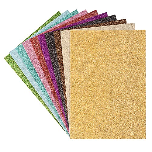 Planchas de gomaespuma con purpurina, autoadhesivas, DIN A4, 2 mm, 10 hojas, de espuma para manualidades, placas de EVA, ideales para manualidades (Duo Glitter multicolor 2)