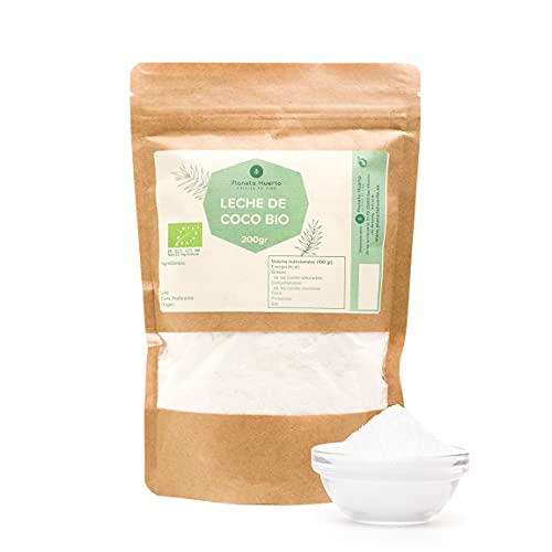 Planeta Huerto | Leche de Coco en Polvo Ecológica - 200 gr | Con Propiedades Antioxidantes, Hidratantes y Antibacterianas | Mezclar con Agua o Añadir en Batidos, Postres, Helados o Salsas