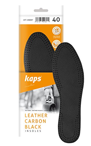 Plantillas de Cuero - Plantillas de Reemplazo para Botas o Zapatos de Hombre y Mujer - con Carbón Activado - Suelas Interiores para Señoras Ideales para Tacones Altos y Sandalias , Negro (40 EUR)