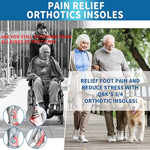 Plantillas Fascitis Plantar Hombre QBK 3/4 Soporte Arco Alto Plantilla Espolon Calcaneo con Patrón de Bandera Plantillas gel para Pies Planos, Espolon Calcaneo y Alivio Dolor, L