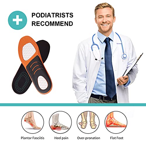 Plantillas Fascitis Plantar,Plantillas Gel Hombre Trabajo,Plantillas Memory Foam para Pies Planos,Espolon Calcaneo,Fascitis Plantar,Metatarsalgia L (EU42-47)