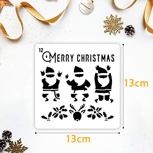 Plantillas Navidad Ventanas, 16 Piezas Plantillas de Navidad para Pintar Dibujo Niños, Grand Navidad Plantillas Plastico Manualidades para Madera Spray Navidad Decoración