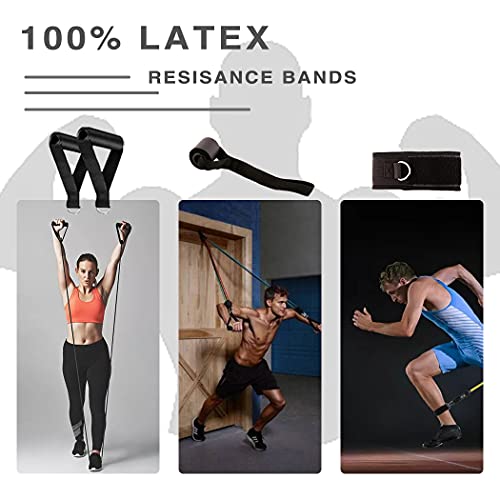 Plartree Bandas Elasticas Musculacion,11 Pcs Bandas de Resistencia para Musculación de Látex,Cintas Elasticas Fitness con Manijas Anclaje de Puerta para Equipos de Fitness,Yoga,Pilates,Terapia Física