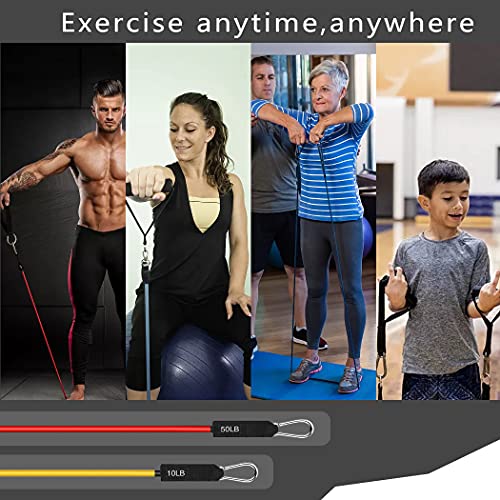 Plartree Bandas Elasticas Musculacion,11 Pcs Bandas de Resistencia para Musculación de Látex,Cintas Elasticas Fitness con Manijas Anclaje de Puerta para Equipos de Fitness,Yoga,Pilates,Terapia Física