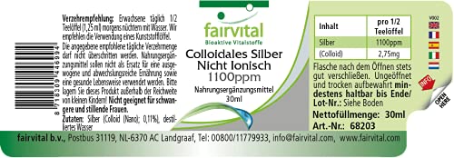Plata Coloidal pura 1100ppm - Verdadera plata coloidal - No iónica - VEGANA - 30ml - Calidad Alemana