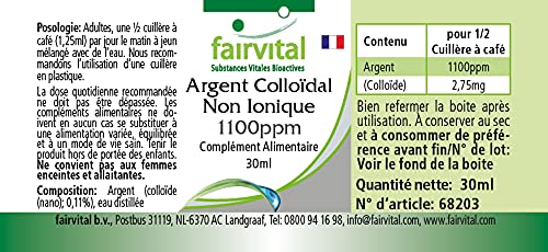 Plata Coloidal pura 1100ppm - Verdadera plata coloidal - No iónica - VEGANA - 30ml - Calidad Alemana