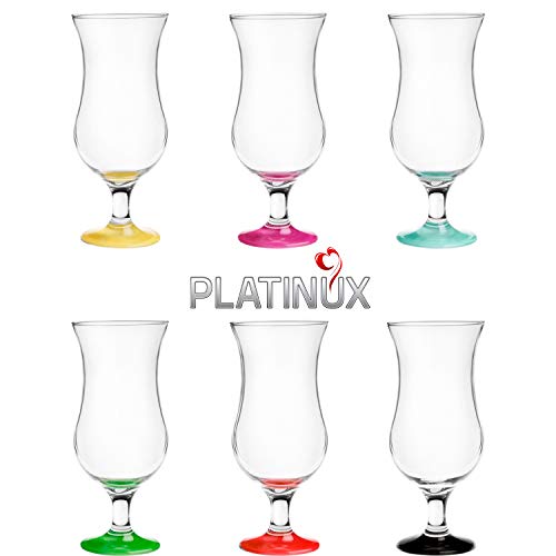 PLATINUX Copas de cóctel 400ml (máx. 470ml) de vidrio Juego (6 piezas) Copas de fiesta Vaso de batido de color grande