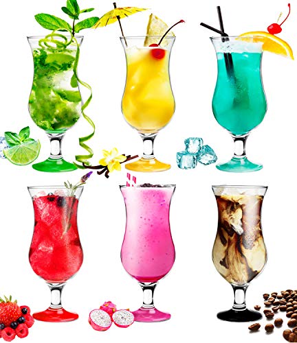 PLATINUX Copas de cóctel 400ml (máx. 470ml) de vidrio Juego (6 piezas) Copas de fiesta Vaso de batido de color grande