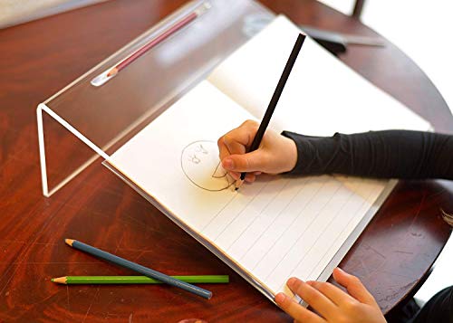 Playlearn - Soporte para escribir transparente, acrílico, para mejorar la postura de escritura, ángulo de 20 grados