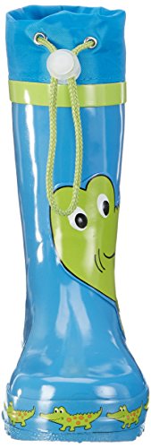 Playshoes Bota de Agua con Cordón Cocodrilo, Botas de Goma de Caucho Natural, Azul (Blau/Gruen 791), 30/31 EU