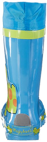 Playshoes Bota de Agua con Cordón Cocodrilo, Botas de Goma de Caucho Natural, Azul (Blau/Gruen 791), 30/31 EU
