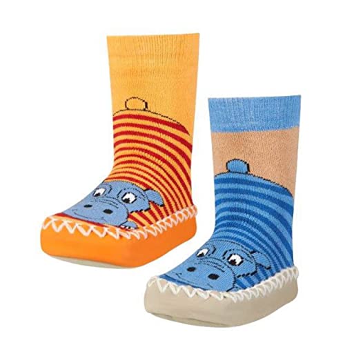 Playshoes Zapatillas con Suela Antideslizante Hippopotamus, Pantuflas Unisex niños, Azul Blau 7, 27/30 EU