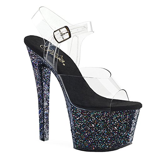 Pleaser SKY-308LG Clr/Blk Multi Glitter UK 4 (EU 37)
