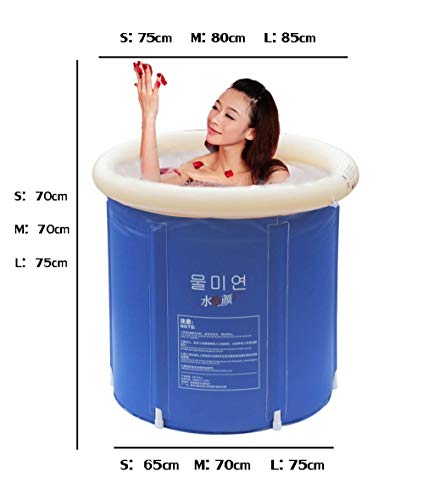 Plegable bañera de barril del baño de tina de baño de adultos inflable, bañera cubo de plástico grueso. (Tamaño : M)